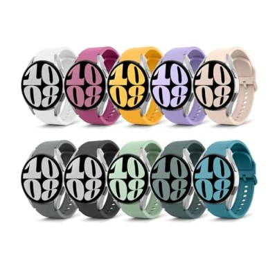 Afbeelding van MoKo Set van 10 bandjes die compatibel zijn met Samsung Galaxy Watch 6/5/4 40 mm 44 mm/6 Classic 43 47 mm/Watch 5 Pro 45 4 42 46 mm, vervangende sportband zacht siliconen, meerkleurig A