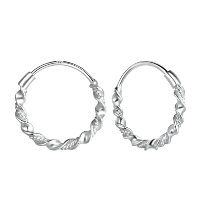 Afbeelding van JoyS Zilveren oorringen 14 mm / 1.8 twisted sterling zilver 925 oorbellen