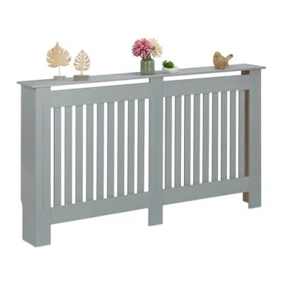 Afbeelding van radiatorombouw landelijk 83x152x19 cm met plank grijs