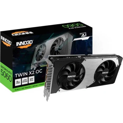 Afbeelding van INNO3D NVIDIA GeForce RTX 5060 TWIN X2 OC Videokaart 8GB GDDR7 PCIe 5.0 1x HDMI 2.1 3x DisplayPort