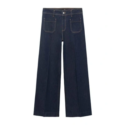 Afbeelding van Mango high waist wide leg jeans dark blue denim