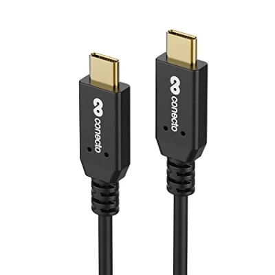 Afbeelding van conecto, USB C naar gegevens en oplaadkabel, 3.1, Gen 2, snellaadfunctie, vergulde stekker, E marker, 5A/100W, 10 GB/s, 4K 60Hz, PVC mantel, zwart, 0,15 m