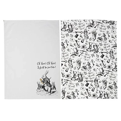 Afbeelding van V&amp;A 5200026 Alice in Wonderland Theedoeken, 70 x 50 cm (Set van 2), Wit
