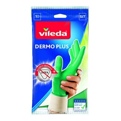 Afbeelding van Vileda Dermo Plus/zachte rubberen handschoenen, latexvrij, ideaal draagcomfort, maat S, 1 paar