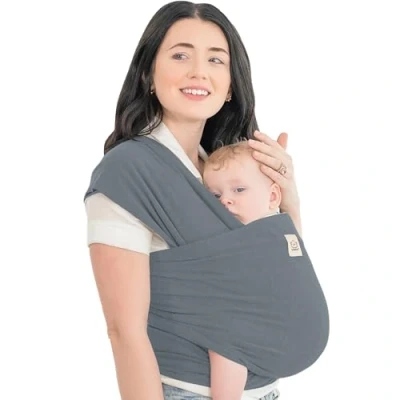 Afbeelding van KeaBabies baby Wrap Carrier originele ademende sling licht, handen vrij wrap, babydraagdoek voor pasgeborenen, (midnight grijs)