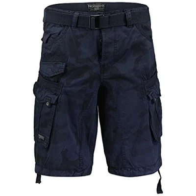 Afbeelding van Geographical Norway Cargo Shorts Korte broek Bermuda met riem Short Hunter in bundel UD Bandana, Donkerblauw, XL