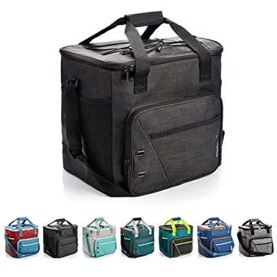 Afbeelding van Koeltas 30L Geïsoleerde Tas ideaal om te kamperen tour picknick festival lunchtas voedsel opbergtas picknicktas vakantie grillen (Zwart, 30 L)