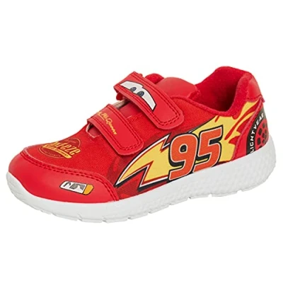 Afbeelding van Disney Cars Jongens Trainers Kids Lightning McQueen Sportschoenen Gemakkelijk Fasten Sneakers Skate Pompen, Rood, 9 UK Child