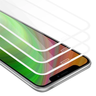 Afbeelding van Cadorabo 3x Screenprotector geschikt voor Apple iPhone X / XS Volledig scherm pantserfolie Beschermfolie in TRANSPARANT met WIT Getemperd (Tempered) Display beschermend glas 9H hardheid 3D Touch