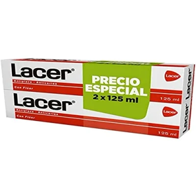 Afbeelding van LACER Tandpasta tegen plaque en anti cariës met fluor, 2 tubes 125 ml, 250 stuks