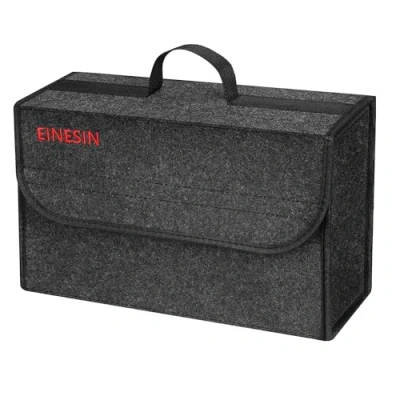 Afbeelding van Einesin Auto Organizer Toolbag, Kofferbakorganizer Van Vilt Met Klittenbandbevestiging, Accessoire Voor Gereedschap &amp; Autoverzorging, Kofferbak (Donkergrijs) (40x15x25)