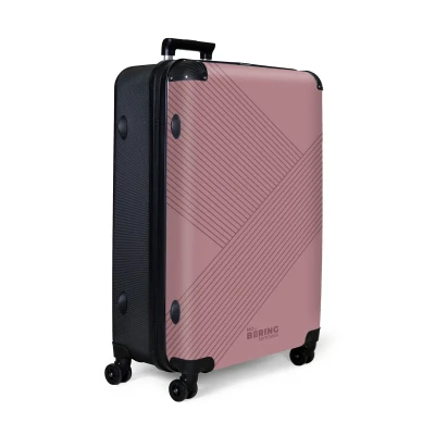 Afbeelding van NoBoringSuitcases.com® Koffer groot Reiskoffer lichtgewicht Roze met abstracte lijnen Rolkoffer 4 wielen Grote trolley XL 98 liter bagage