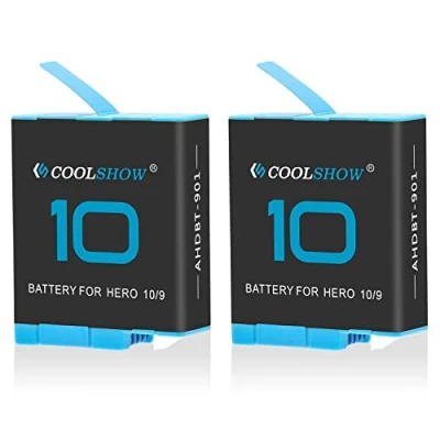 Afbeelding van COOLSHOW Hero 10/11/12/9 Batterij Vervanging 2 Packs Compatibel met GoPro 12 Zwart, HERO11 HERO10 HERO9 Zwart