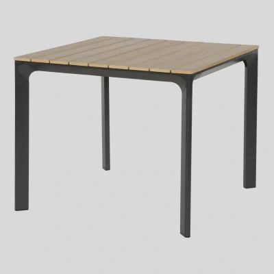 Afbeelding van Les Arezzo tuintafel vierkant Polywood teaklook 90x90 cm