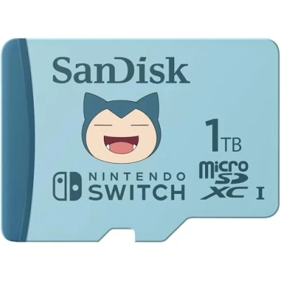 Afbeelding van SanDisk 1TB Pokémon Snorlax microSD kaart voor Nintendo Switch, leessnelheid tot 100 MB/s, schrijfsnelheid 90 4K UHD, V30, U3