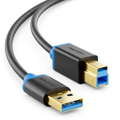 Afbeelding van deleyCON 1m USB 3.0 Supersnelle Kabel A stekker Naar B Datakabel tot 5 Gbit/s Voor Bijv. Printer Scanner Multifunctionele Printers Zwart