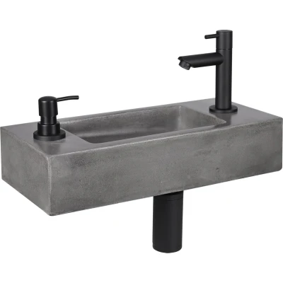 Afbeelding van Fonteinset Differnz Jax (Beton, Zeepdispenser, Matzwart)