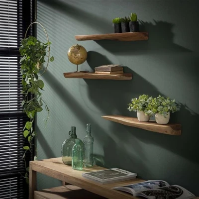 Afbeelding van Hoyz Wandschap Edge 60cm Set van 3 Bruin
