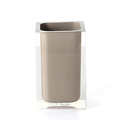 Afbeelding van Gedy Auckland badkamer taupe, helder, afmetingen en gewicht: 11 x 7,2 cm &amp; 0,29 kg, hoogwaardige tandenborstelhouder van transparante hars, R&amp;S design, handgemaakt, 2 jaar garantie, uniek