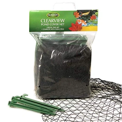 Afbeelding van Blagdon 1022415 Clearview Vijverafdekking, sterk dubbel weefsel, zwart, fijn, met 10 bevestigingspinnen, netgrootte 6 m x 5 m, beschermt vijver