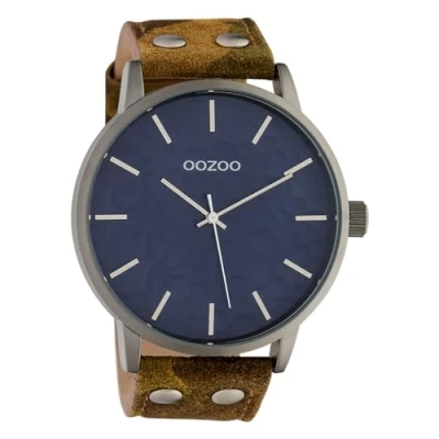 Afbeelding van OOZOO Timepieces Titanium horloge met camouflage leren band C10461