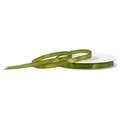 Afbeelding van Satijnen lint 6 mm x 25 m rol kleurkeuze in 3/6/12/18/25/38/50/75/100 kleurecht en wasbaar voor bruiloft cadeaulint om te verpakken, decoreren knutselen olijfgroen 563