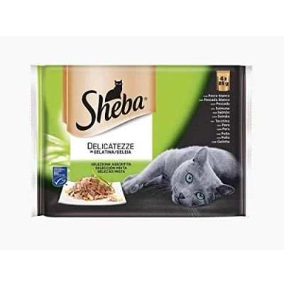 Afbeelding van Sheba Delicatezze Natvoer voor katten, gemengde selectie in gelei, vis, multipack (13 dozen x 4 zakken 85 g)