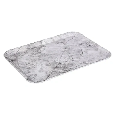 Afbeelding van 5Five Dienblad/serveer tray Marble Melamine creme wit 33 x 43 cm Dienbladen