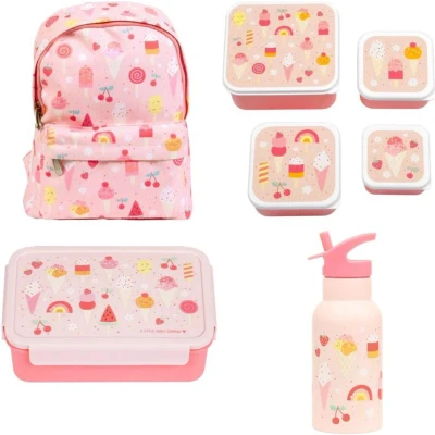Afbeelding van A Little Lovely Company Back to school set Rugzak/Drinkfles RVS/4 Snackdozen/Bentobox IJsjes