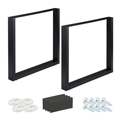 Afbeelding van Relaxdays Tafelonderstel zwart 2 stuks tafelpoten metaal industrieel tafelframe 80 x 72 cm