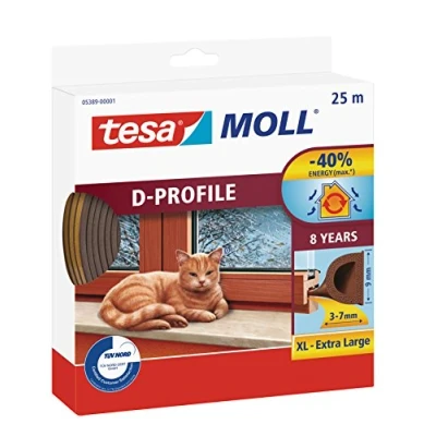 Afbeelding van tesa H0538901 0538900001 00 Moll D tochtstrip voor deuren en ramen, bruin, 25 m x 9 mm