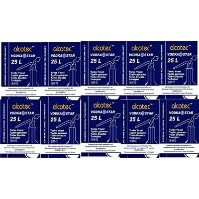 Afbeelding van Alcotec Turbo Gist Vodka Star 66g x 10 Stuks Actieve Hoogalcoholische Gist, Snelle Fermentatie