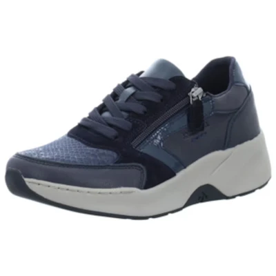 Afbeelding van Josef Seibel Lissi Sneakers laag, Dames, Maat: 37, Dunkelblau Leer en textiel