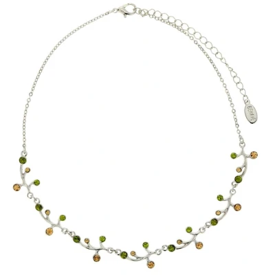 Afbeelding van Behave Korte zilver kleurige ketting met groene en bruine steentjes