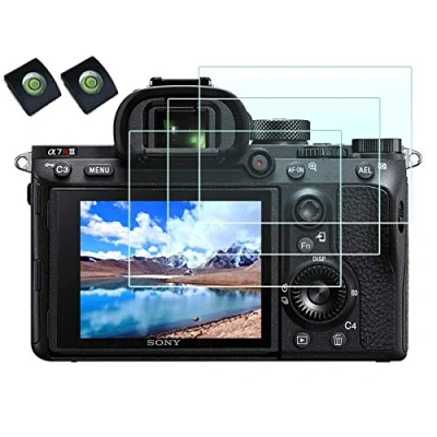 Afbeelding van Schermbeschermer voor Sony Alpha A7R III II/A7 II/A77 II/A7S II/A99 II/A9 Camera met Hot Shoe Cover,0,3 mm High Definition 9H Hardheid Optische LCD Premium Glas Beschermhoes [3+2 Pack]