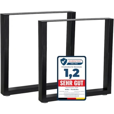 Afbeelding van Melko Tafelonderstel van vierkante profielen, 2 stuks, 80 x 40 mm, tafelonderstel, 60 72 cm, diepzwart, incl. vloerbeschermers