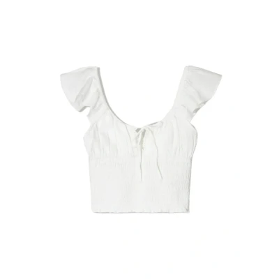 Afbeelding van Bershka Rustic Gathered Blouse, Dames, Maat: Small, White