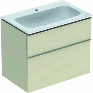 Afbeelding van Geberit iCon onderbouwkast met 2 laden en wastafel wit, zandgrijs 750