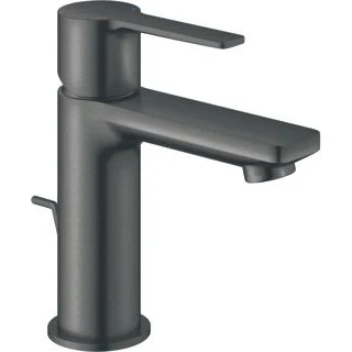 Afbeelding van Grohe lineare wastafelmengkraan xs size trekwaste eengreeps 1 gats 155mm hoogte 107mm uitloop vast hard graphite geborsteld 32109al1