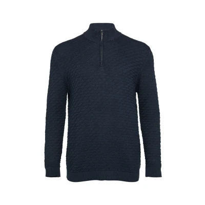 Afbeelding van s.Oliver Strukturierter MIT Halfzip Trui, Heren, Maat: 4XL, Navy