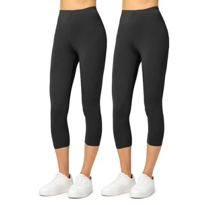 Afbeelding van Merry Style MS MS10 144 LE 2Pack Dames 3/4 Leggings Sport Vrijetijdsbroek Capri Viscose Sporbroek Yogabroek Zwart/Zwart XXL