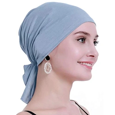 Afbeelding van osvyo Bamboe chemo hoofddoek voor vrouwen met haaruitval kankerpatiënten, hoofddeksel, tulband in verzegelde verpakking, BAMBUS LICHT HEMMEL BLAUW, Eén maat