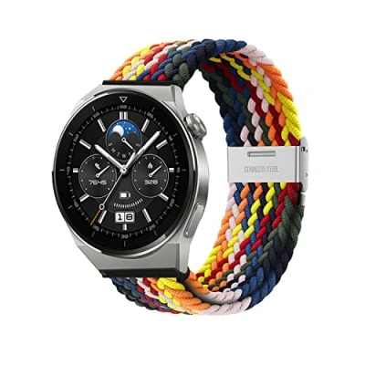 Afbeelding van Niboow Armband voor Huawei Watch GT 4 46 mm/Watch 4/Watch Pro/GT 3 Pro mm/GT Runner/GT 2 mm, nylon elastische armbanden Buds/Watch 3/Watch Pro, veelkleurig