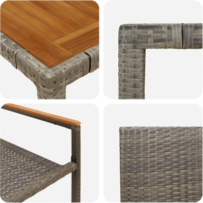 Afbeelding van vidaXL 3 delige tuinset in grijs poly rattan
