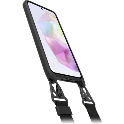 Afbeelding van OtterBox React Lanyard hoesje voor Samsung Galaxy A35 5G, ultradun, beschermhoesje met verstelbare en afneembare kettingriem, getest volgens militaire standaard, Zwart Zonder Verpakking