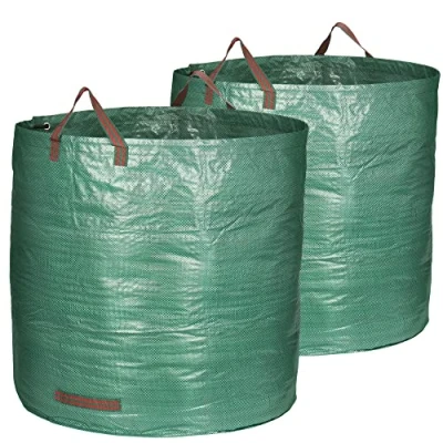 Afbeelding van COM FOUR® 2x Tuintas met draaggrepen opvouwbare tuinafvalzak XXL Scheurvaste afvalbak voor bladeren en groenafval (500 l 2 stuks)