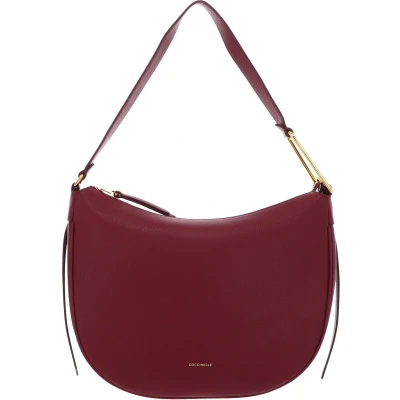 Afbeelding van Coccinelle Leren Schoudertas Priscilla Handbag Grained Leather Garnet Red Wijnrood