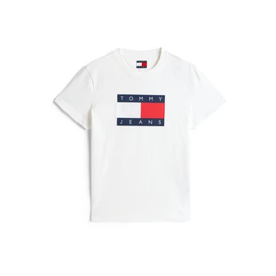 Afbeelding van Tommy Jeans FLAG TEE Tshirt print, Dames, Maat: 34, Ecru
