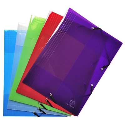 Afbeelding van Exacompta 56701E verpakking (met 5 verzamelmappen, Crystal Colours, 3 kleppen, elastiek, PP 500µ, DIN A4) stuks verschillende kleuren