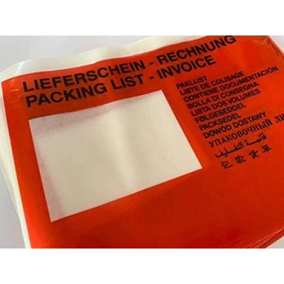 Afbeelding van umschlag discount Rode verzendzakken van folie voor pakbonnen, facturen, retourbiljetten &amp; Co. 250 stuks zelfklevende pakbonnenzakken met binnenafmetingen 240 x 180 mm (DIN C5)